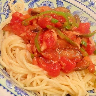 ツナと茄子のトマトパスタ